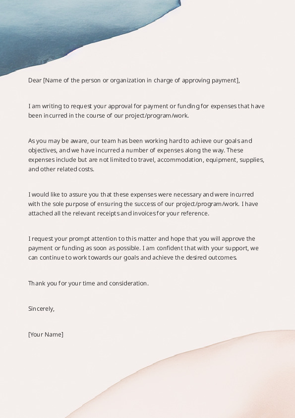 Approve Payment or Funding For Expenses Incurred 2