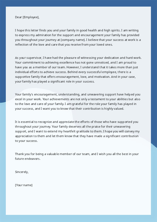 Compliment or Praise an Employee's Family For Their Contribution to the Employee's Success