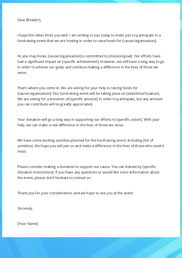 Invite readers to participate in a fundraising event