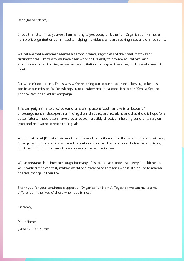 Send a second-chance reminder letter